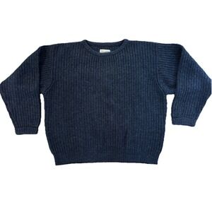 THE LODGE Blue Knit Shetland Wool Heavy Thick Sweater Men's Large